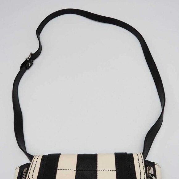 Proenza Schouler Black/White Striped Leather Mini Zip Around PS1 Crossbody Bag - Picture 6 of 11